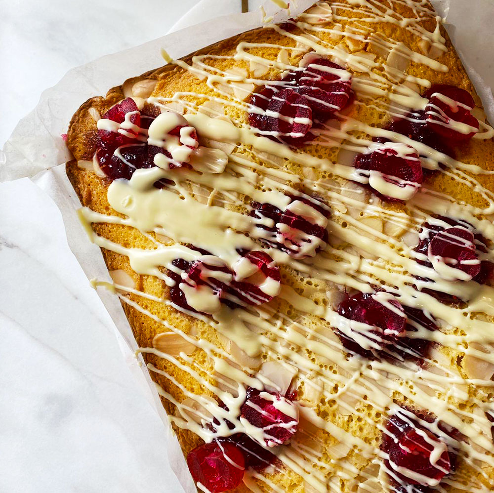 Cherry and Almond Blondie
